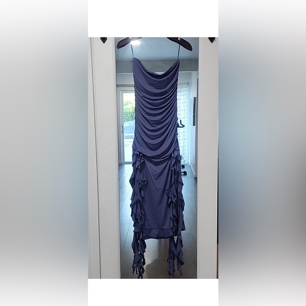NWT ⚜️🖤⚜️ Thirty Thirty LA Sexy Ruffle Side Tube Dress BLACK - Picture 6 of 13